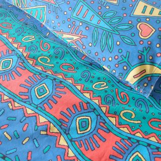 Vintage 90s Quilt Donna Cover Colourful Bright Retro Aztec Bird Geometric Single