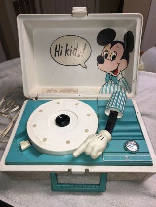 Vintage Walt Disney Mickey Mouse Children’s Record Player General Electric
