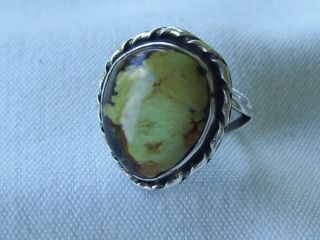 Vintage Sterling Silver 925 Native Navajo Bolder Turquoise Ring Sz 6.  5 Wt 7.  4g