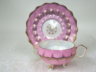 Vintage Tea Cup&saucer Set Royal Halsey Lipper & Mann Japan Roses Gold Trim Pink