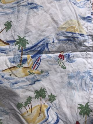Pottery Barn Kids Full Sheet Vintage Surfing Flat Fitted 2 Pillowcases Sham B8