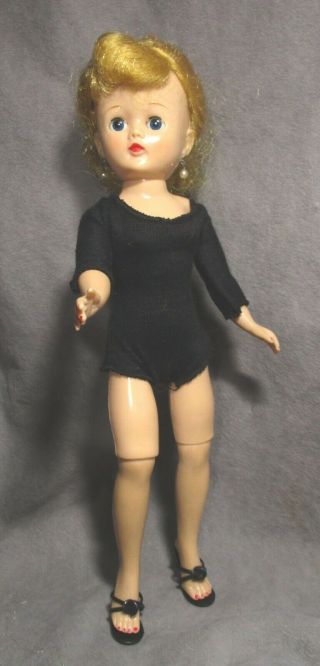 Vintage Vogue Jill Doll - Pretty Blonde In Black Leotard & Shoes