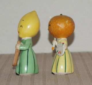 Vintage Anthropomorphic Salt & Pepper Shakers Fruit Lemon & Orange NAPCO 2