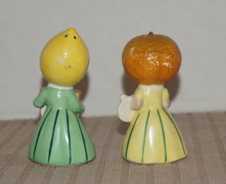 Vintage Anthropomorphic Salt & Pepper Shakers Fruit Lemon & Orange NAPCO 3