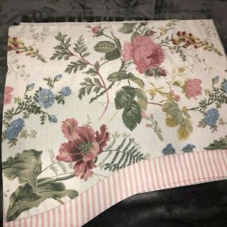 Vintage Country Curtains $89 Floral Valance Pink Stripe16 " X84 " Cottage Usa Made