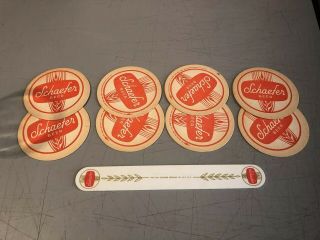 Vintage Schaefer Beer Foam Scraper And 8 Vintage Coasters