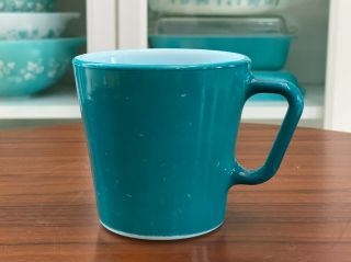 Htf Vintage Pyrex 1410 Teal Turquoise Mug