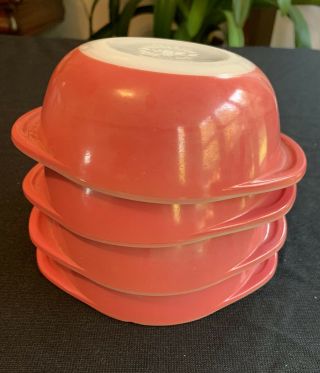 4 Vintage Pyrex 8oz Pink Flamingo Casserole Dishes With No Lid Mcm