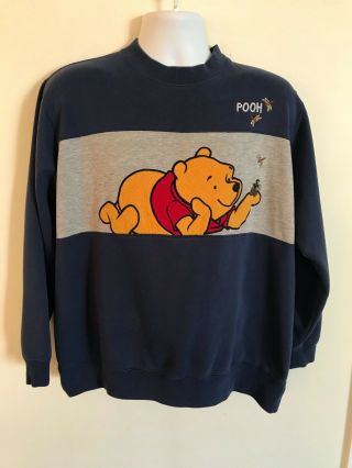Winnie The Pooh Vintage Crewneck Sweatshirt Blue Size Xl Extra Large