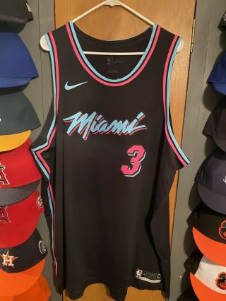 Dwyane Wade Authentic Nike Miami Heat Vice City Edition Jersey Size 58 Black