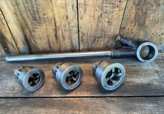 Vintage Toledo Pipe Threading Machine Ratcheting Tool 3/4” 1/2” 3/8” Dies 2