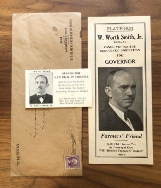 Rare - House Of Representatives Cover 1933 Election Brochure Va Virginia Louisa