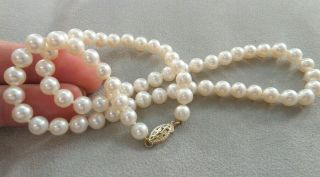 Vintage 14k Gold Pearl Necklace Hallmark