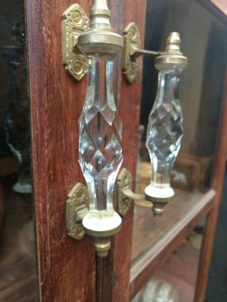 2 Ps Vintage Door Handle Puller Transparent Crystal Cut Glass W Brass Bracket Us