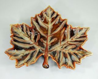 Vintage Dryden Ozark Frontier Art Pottery Maple Leaf Dish Serving Tray Trinket
