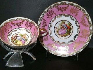 Vintage J.  K.  Carlsbad Tea Cup/saucer Demitasse Bone China Victorian Style Set