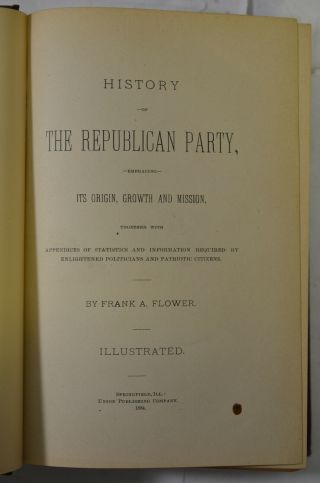 History of the Republican Party,  Flower,  1884,  Cloth,  United States,  Politics 2