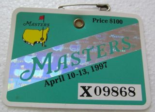 Weekly Entrance Badge 1997 Masters Won By Tiger Woods His First Masters Win