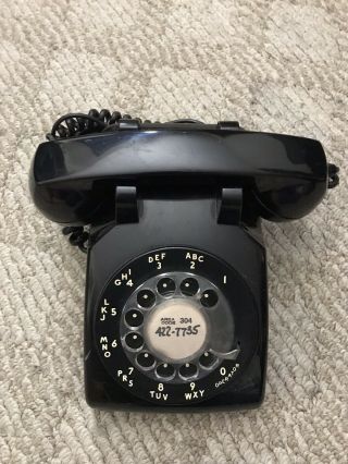 Black Rotary Desk Telephone Western Electric Bell Systems Vintage 1960 