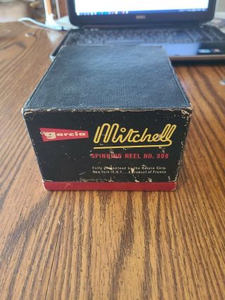 Vtg Mitchell Garcia No.  300 Box W/extra Spool Cover Very