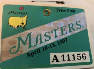 1997 Masters Tournament Augusta National Golf Club Badge Ticket Tiger Woods