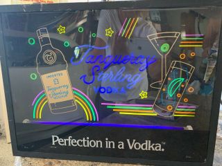 Vintage Tanqueray Sterling Vodka Neon Bar Sign Blacklight Glow In The Dark