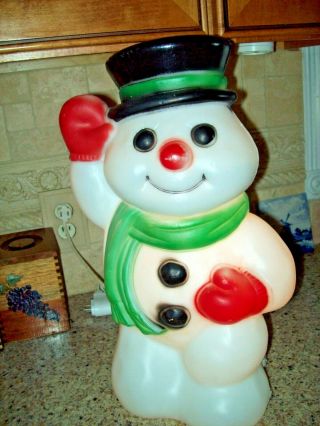 Vintage Christmas Empire 18 " Lighted Blow Mold Snowman With Top Hat