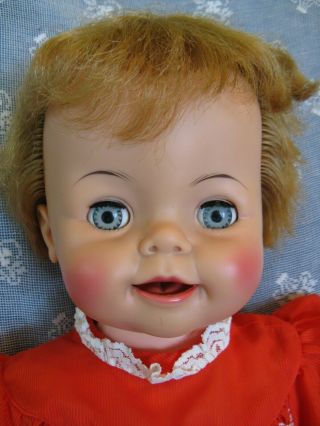 23 " Ideal Bibsy Vintage Baby Doll,  Squeaks And Closes Mouth,  Playpal Size 1970 