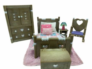 Calico Critters Sylvanian Families Country Hearts Rustic Bedroom Set Twin Bed