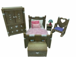 Calico Critters Sylvanian Families Country Hearts Rustic Bedroom Set TWIN BED 2