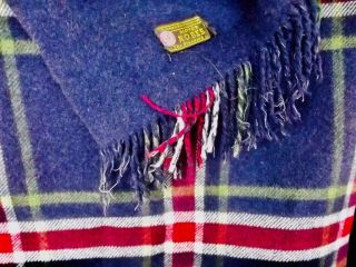 Vintage Ayres & Sons Pa 5a Motor Robes Wool Blanket Blue Red Tartan Throw 50x68