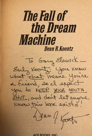 Signed By Dean Koontz - The Fall Of The Dream Machine - 1st Ed (1969) Ace Double