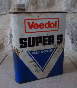 Vintage France French Oil Can Tin Veedol S Petroleum Auto Old 2 L