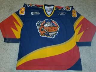 Shayne Taylor 29 Ohl Chl Erie Otters Game Worn Reebok Blue Jersey Autographed