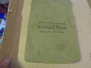 Vintage First Farmers National Bank,  Alexandria Minn.  Minnesota Mn Deposit Bag,  3