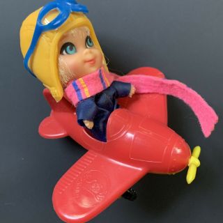 Vintage 1967 Mattel Liddle Kiddles Windy Fliddle Doll And Her Airplane 3514