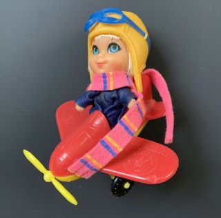 Vintage 1967 Mattel Liddle Kiddles Windy Fliddle Doll and her Airplane 3514 2