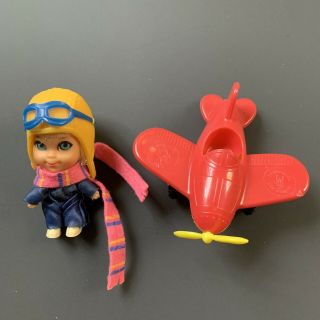 Vintage 1967 Mattel Liddle Kiddles Windy Fliddle Doll and her Airplane 3514 3