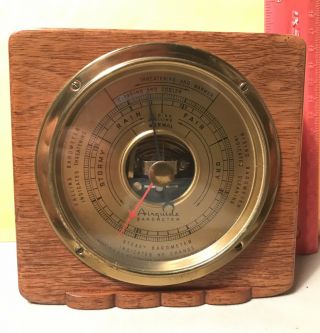 Vintage Mid Century Modern Airguide Desk Barometer Walnut Case