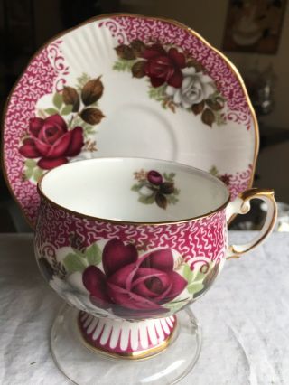Vintage Teacup And Saucer Rosina Bone China Stamped 1394 (rare) 1940s