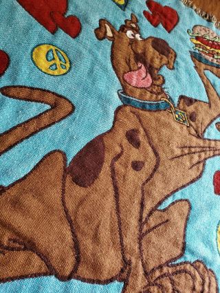 Vintage Scooby Doo Throw Blanket Cartoon Network Hanna Barbara Peace & Love 1999 2