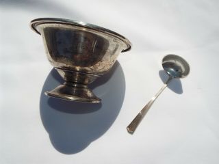 Vintage Wm Rogers Mfg Co.  Sterling Silver Bowl 145f With Sterling J.  S.  Co Ladle