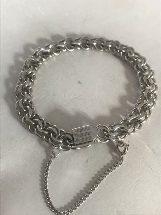 Rare Vintage Authentic Sterling Silver Byzantine Bold Link Chain Bracelet 7.  5”