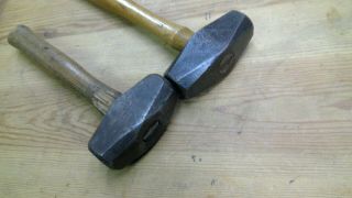 Yeas1207 2 Vintage Warren - teed 3 lb sledge hammer mallet Wood Handle 2