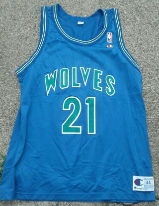 Kevin Garnett Minnesota Timberwolves Wolves Blue Champion Jersey Adult Large 44