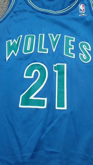 Kevin Garnett Minnesota Timberwolves Wolves Blue Champion Jersey Adult Large 44 3