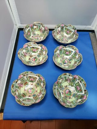 6set Vintage Acf Japanese Porcelain Ware Bowl Decorated In Hong Kong 2.  5 " X4 1/2 "