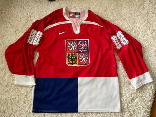 Nike Czech Republic 1998 Nagano Olympic Jaromir Jagr Hockey Jersey Sz 48 M/l