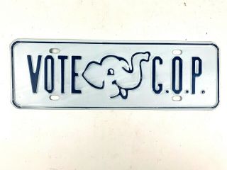 Vintage Vote Gop License Plate Topper Old Car Tag 12x4 In Man Cave Garage Gift