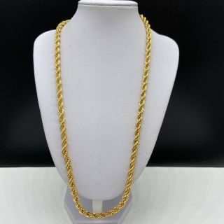 Vintage Designer Signed Napier Gold Tone Twisted Rope Chain Necklace 24.  5” Long